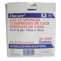 Éponge de gaze tissée Ducare 2 po x 2 po, 8 plis, stérile, paquet de 50 unités (2/paquet)