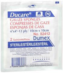 Caja de 25 unidades (2 unidades) Esponja de gasa tejida Ducare de 4 x 4 pulgadas, 12 capas, estéril