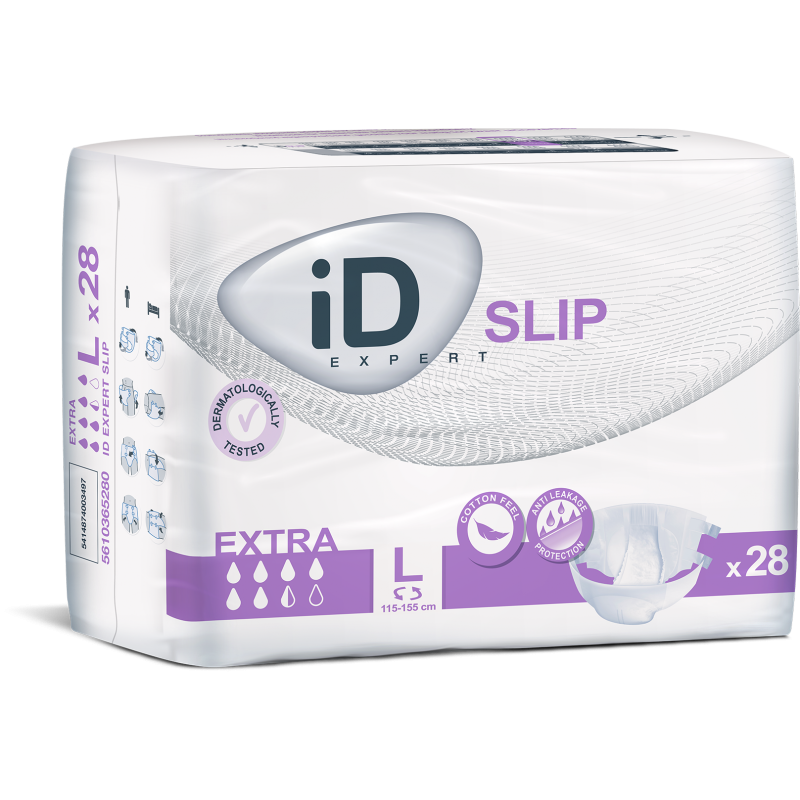 Cs/4 (28/Pkg) Id Slip Extra Day Brief (45-61"), 2850Ml Absorbency, Large