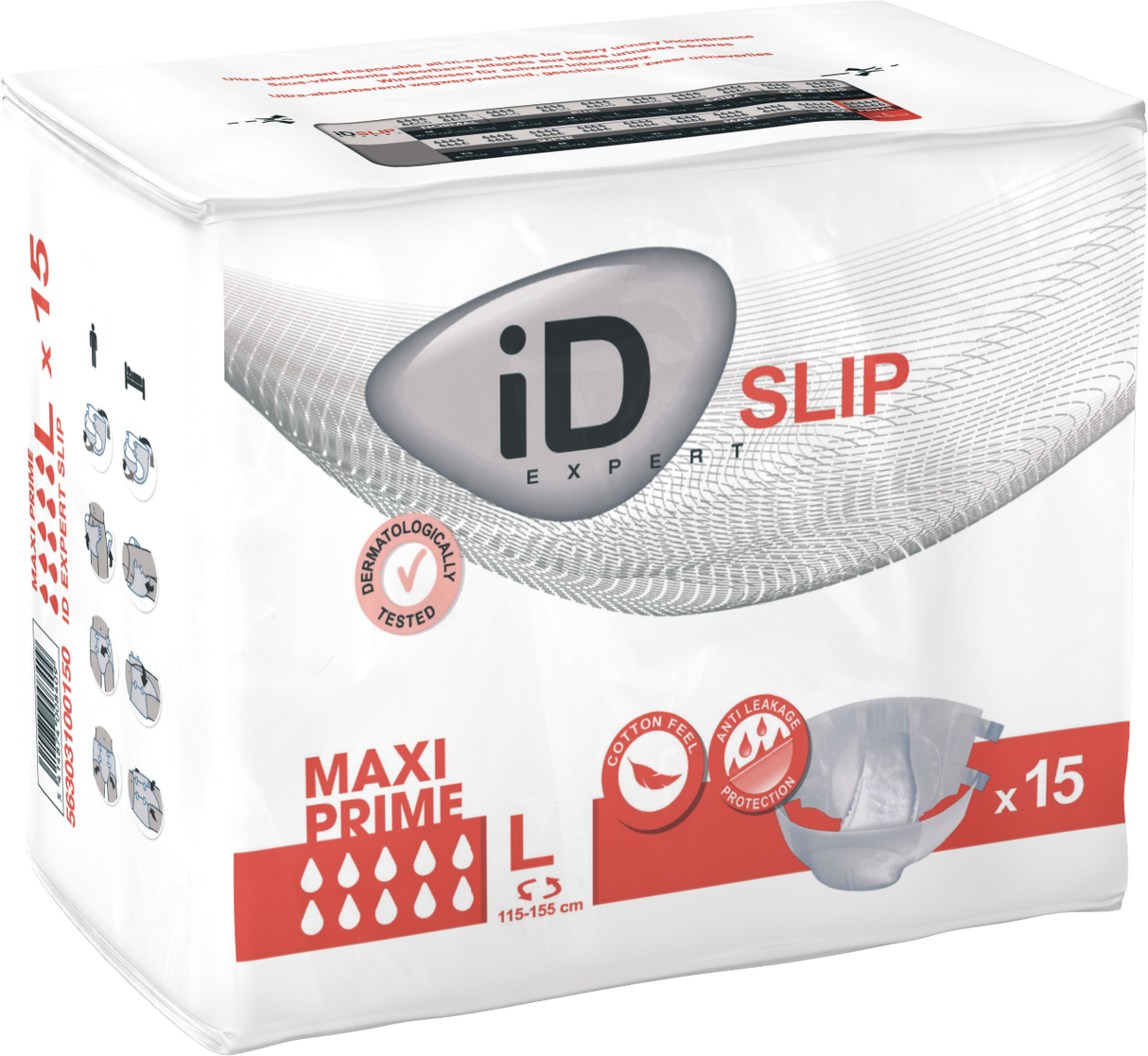 Cs/3 (15/Pkg) Id Slip Tbs Maxi Prime, Large, (45"-61"), 4880 Ml Absorbency.