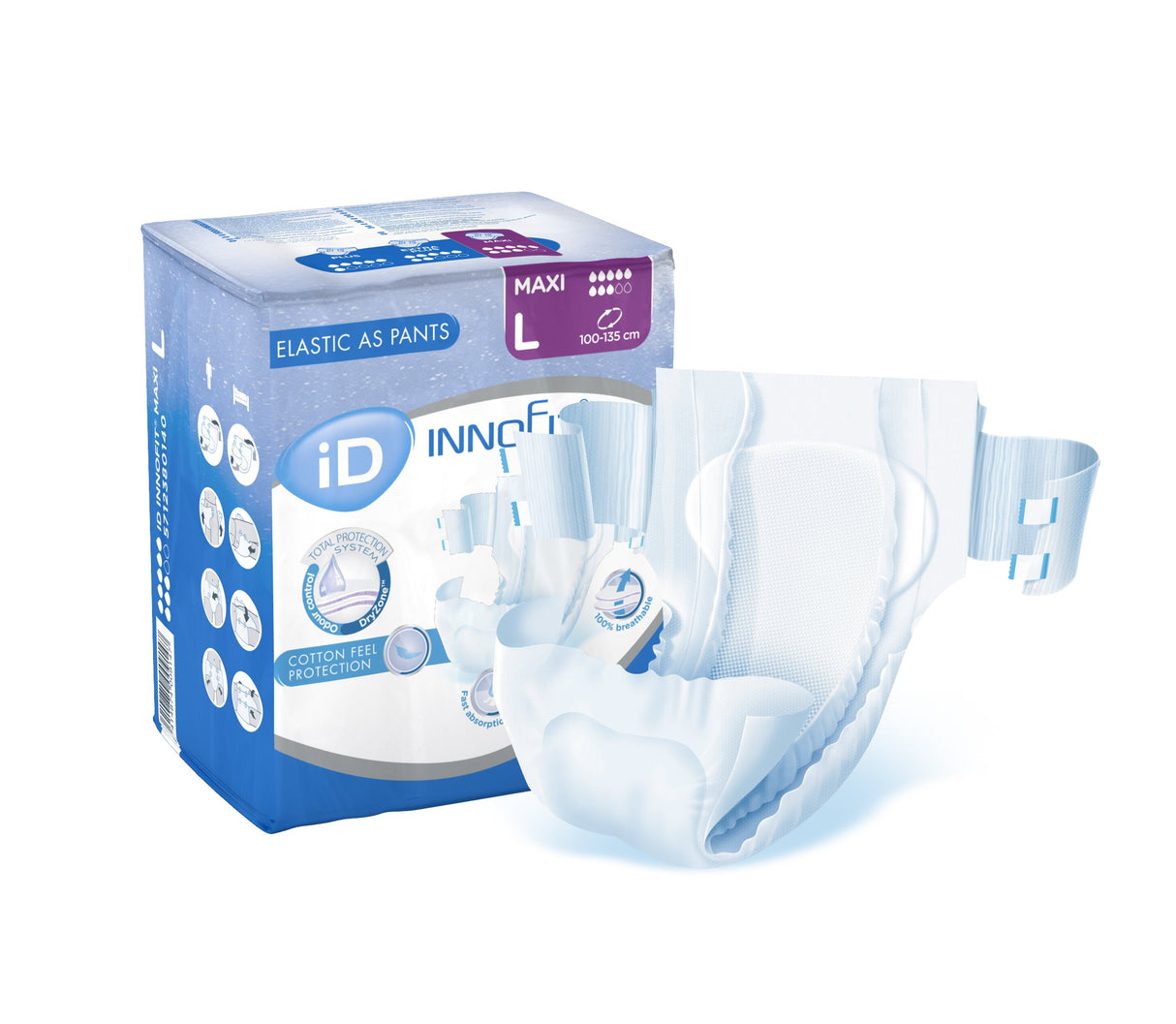 Cs/4 (14Pkg) Id Innofit Stretch Plus, Large (39" - 53"), 2000Ml Absorbency.