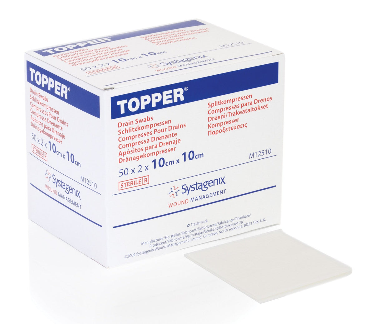 (Cs16) Caja de 100 hisopos de drenaje Topper® de 10 cm x 10 cm