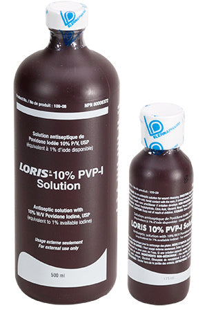 Solution PVP-I CS/48 avec bouchon à pression. 10 % p/v de povidone iodée. 115 ml