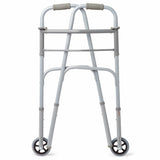 Medline 2-Button Folding Walker w 5in Wheels (Pack of 4)