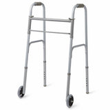 Medline 2-Button Folding Walker w 5in Wheels (Pack of 4)