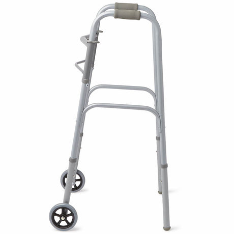 Medline 2-Button Folding Walker w 5in Wheels (Pack of 4)