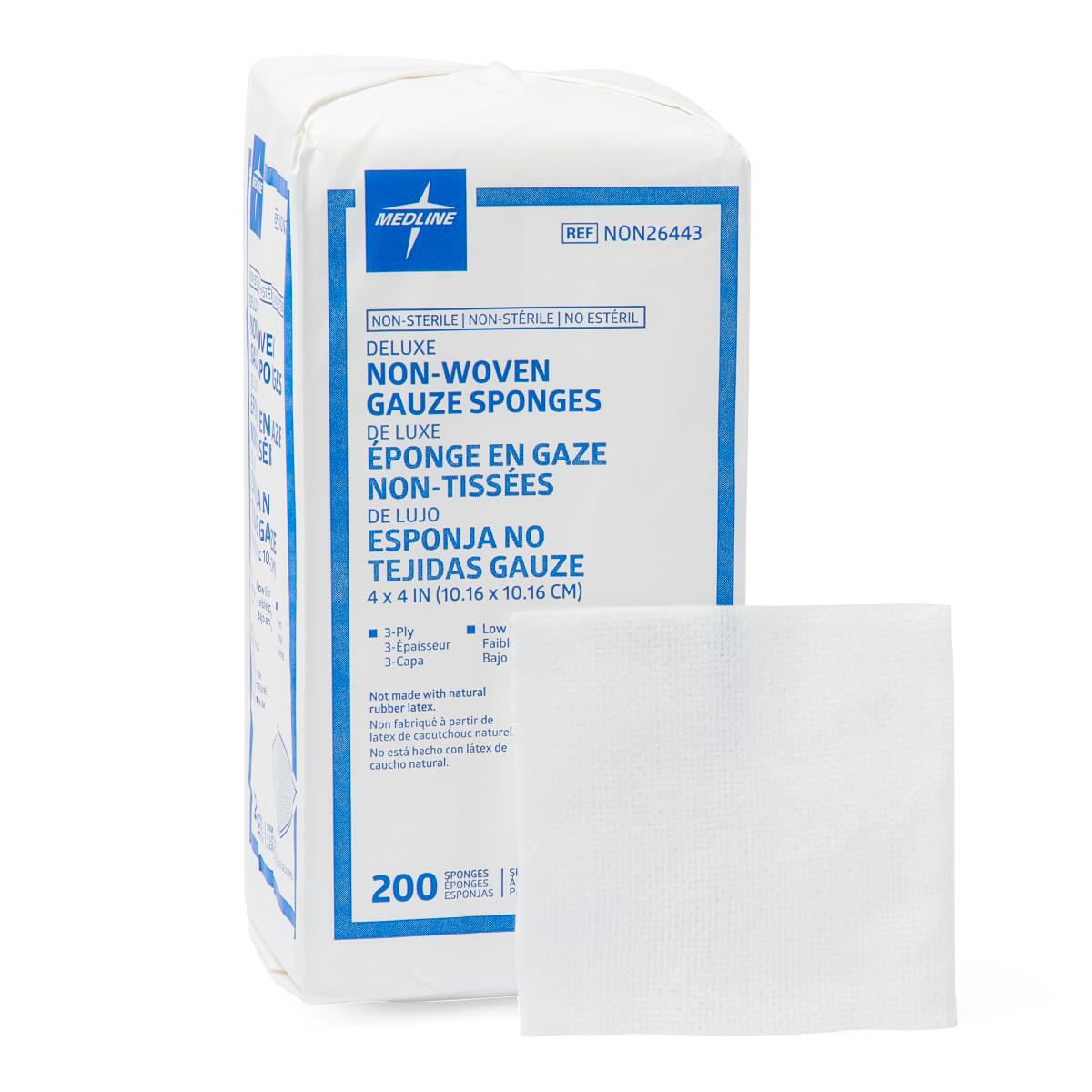 Medline Deluxe Nonsterile Nonwoven Gauze Sponges