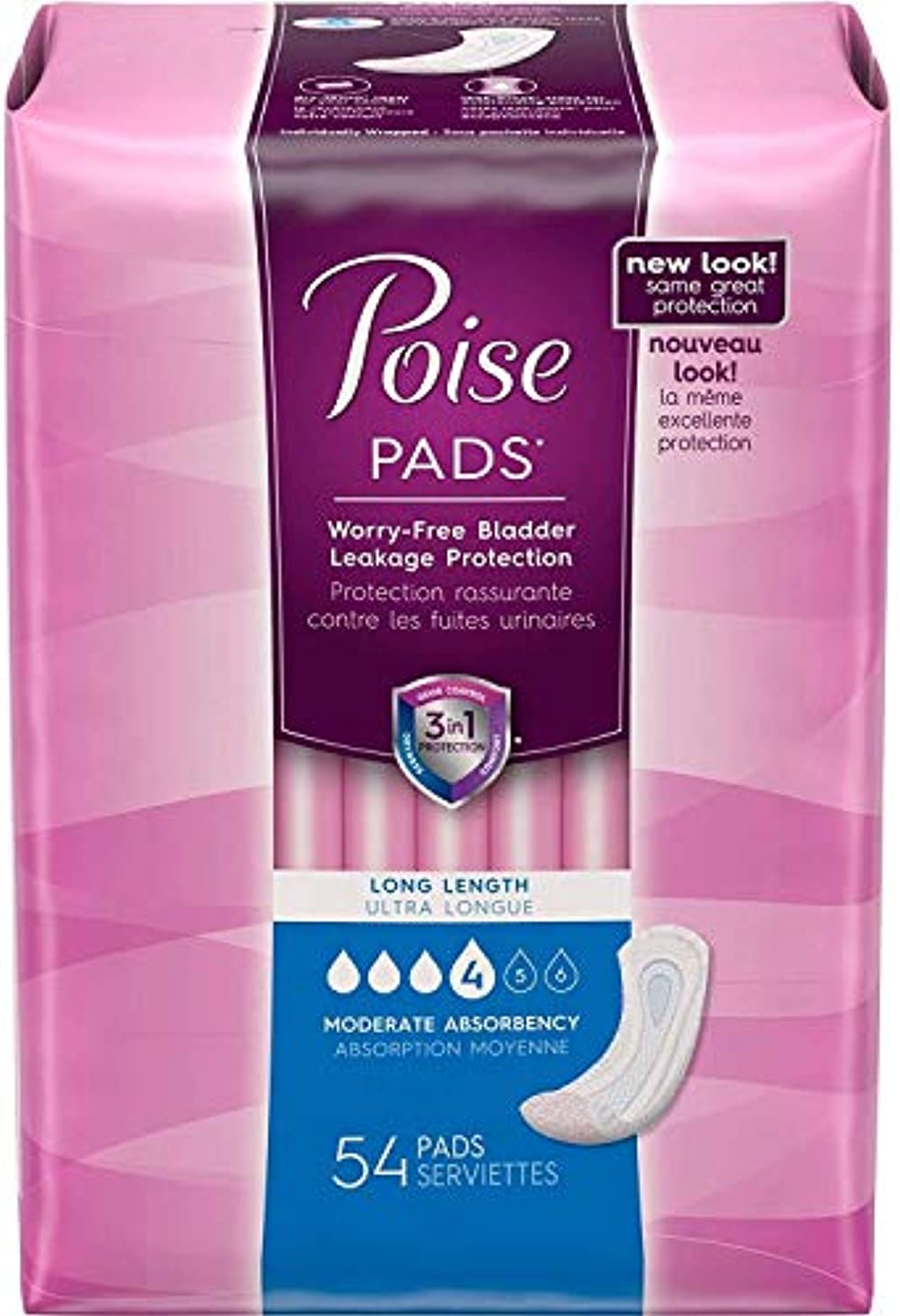 Poise Original Moderate Long Non-Winged Pads Convenience