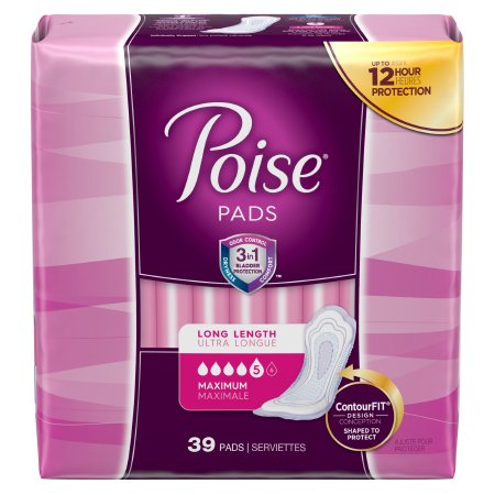 Poise Original Maximum Long Non-Winged Pads Convenience