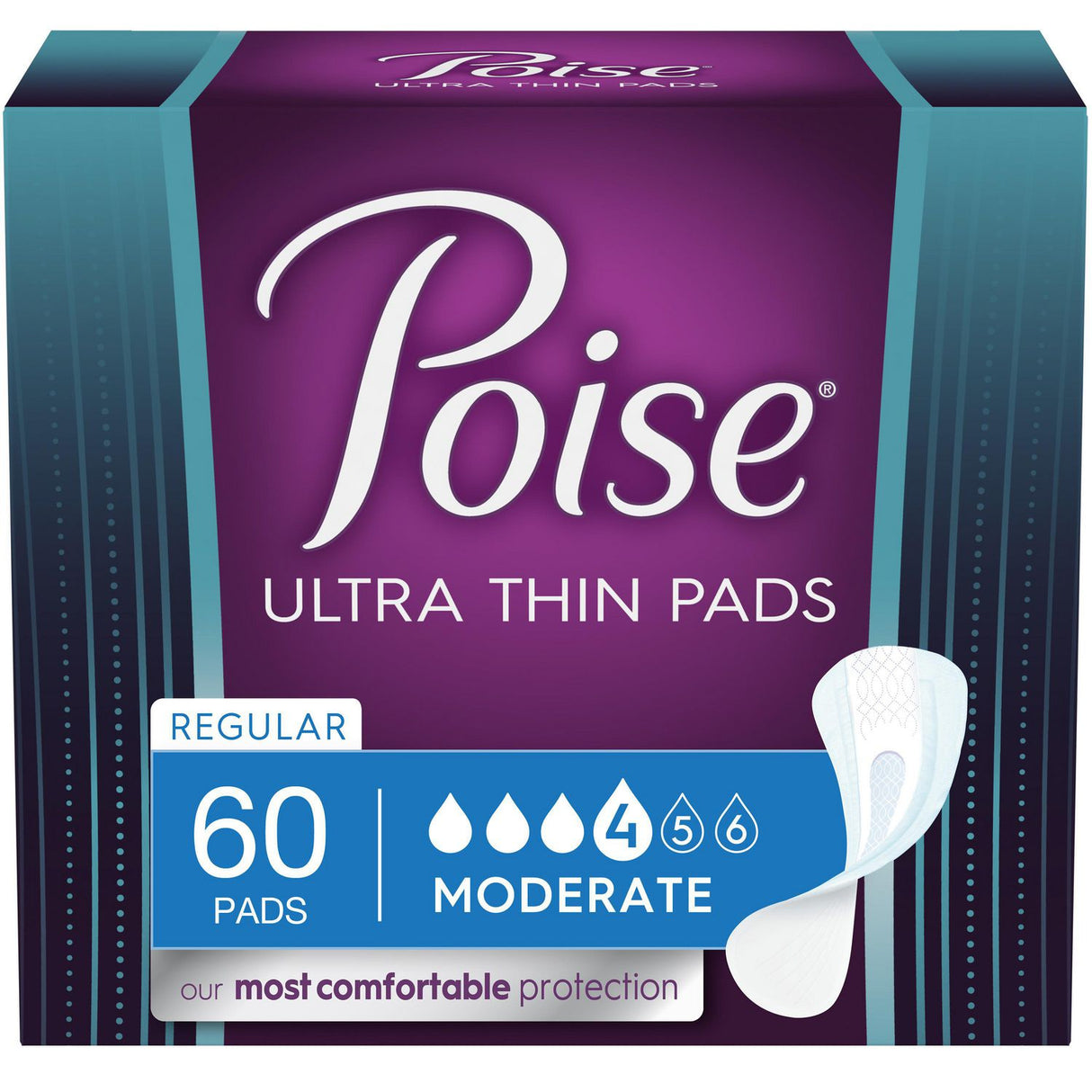 Serviettes hygiéniques Poise Ultra Thin Moderate Regular sans ailettes Pratiques