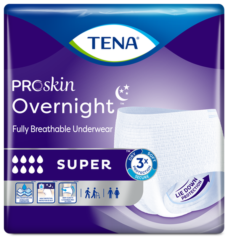 Sous-vêtements Tena® Overnight™ Super Protective pour incontinence, absorption nocturne, taille L