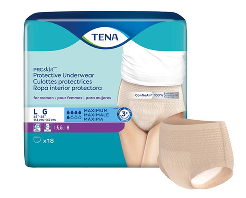 Sous-vêtements protecteurs pour incontinence Tena® Proskin™ pour femmes, absorption maximale, taille L