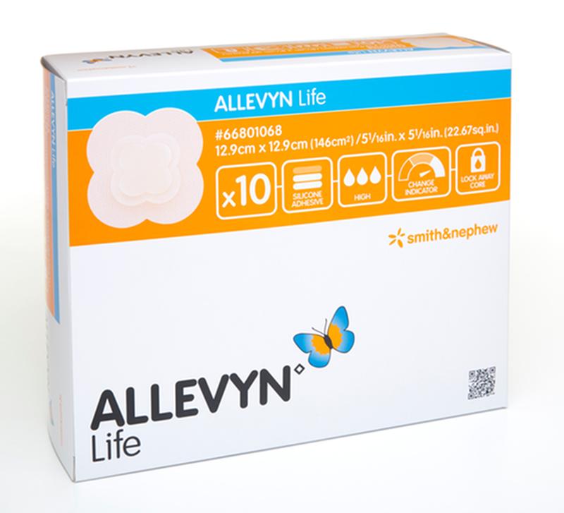 Apósito adhesivo de espuma Allevyn Life, tamaño 10,3 cm x 10,3 cm, caja de 10