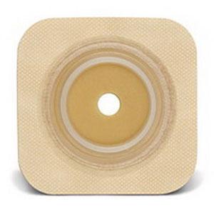 Barrière cutanée flexible Natura® Durahesive®, 4" X 4" (10 cm x 10 cm), beige, ouverture de stomie à découper 1/2" - 1-1/4" (13 mm - 32 mm), bride 1-3/4" (45 mm) - boîte de 10