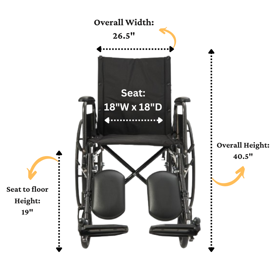 Silla de ruedas reclinable con brazos de longitud completa