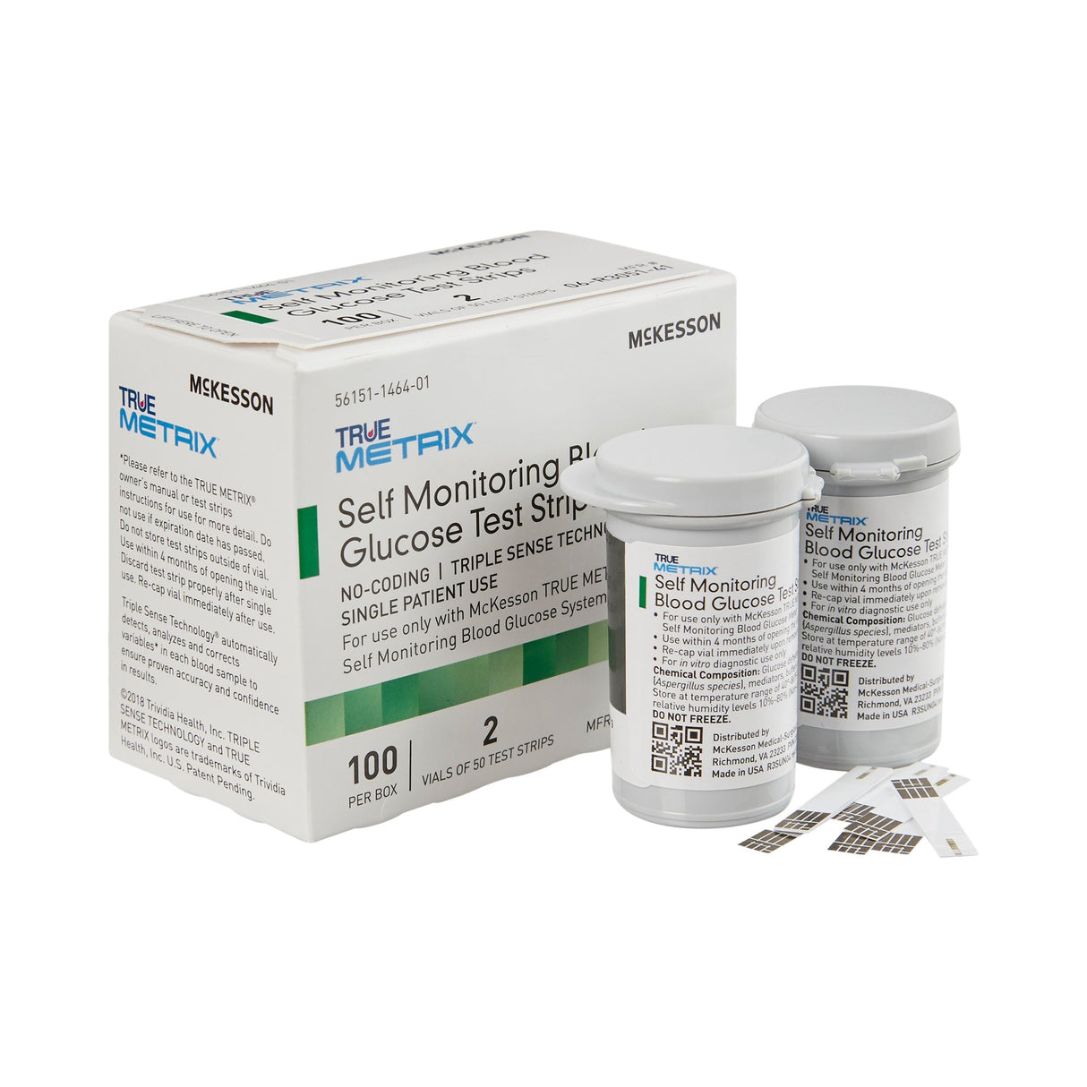 Blood Glucose Test Strips McKesson TRUE METRIX 100 Strips per Pack