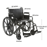 Bariatric Wheelchair McKesson Dual Axle Desk Length Arm Swing-Away Footrest Black Upholstery 22 Inch Seat Width Adult 450 lbs. Weight Capacity