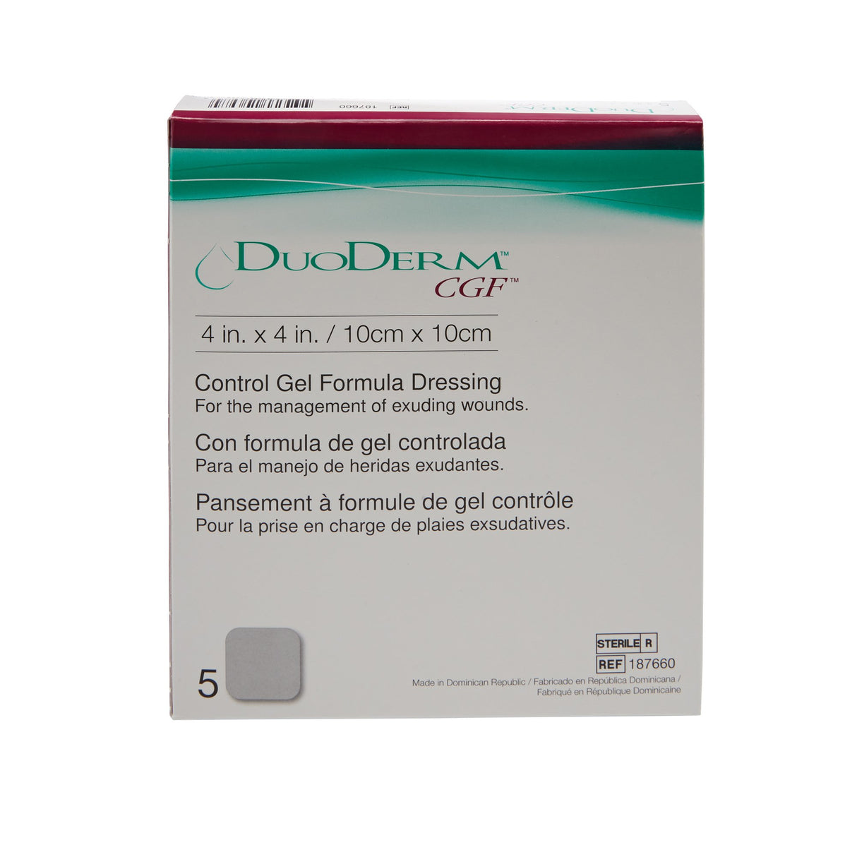 Hydrocolloid Dressing DuoDERM CGF Foam Backing 4 X 4 Inch Square Hydrocolloid