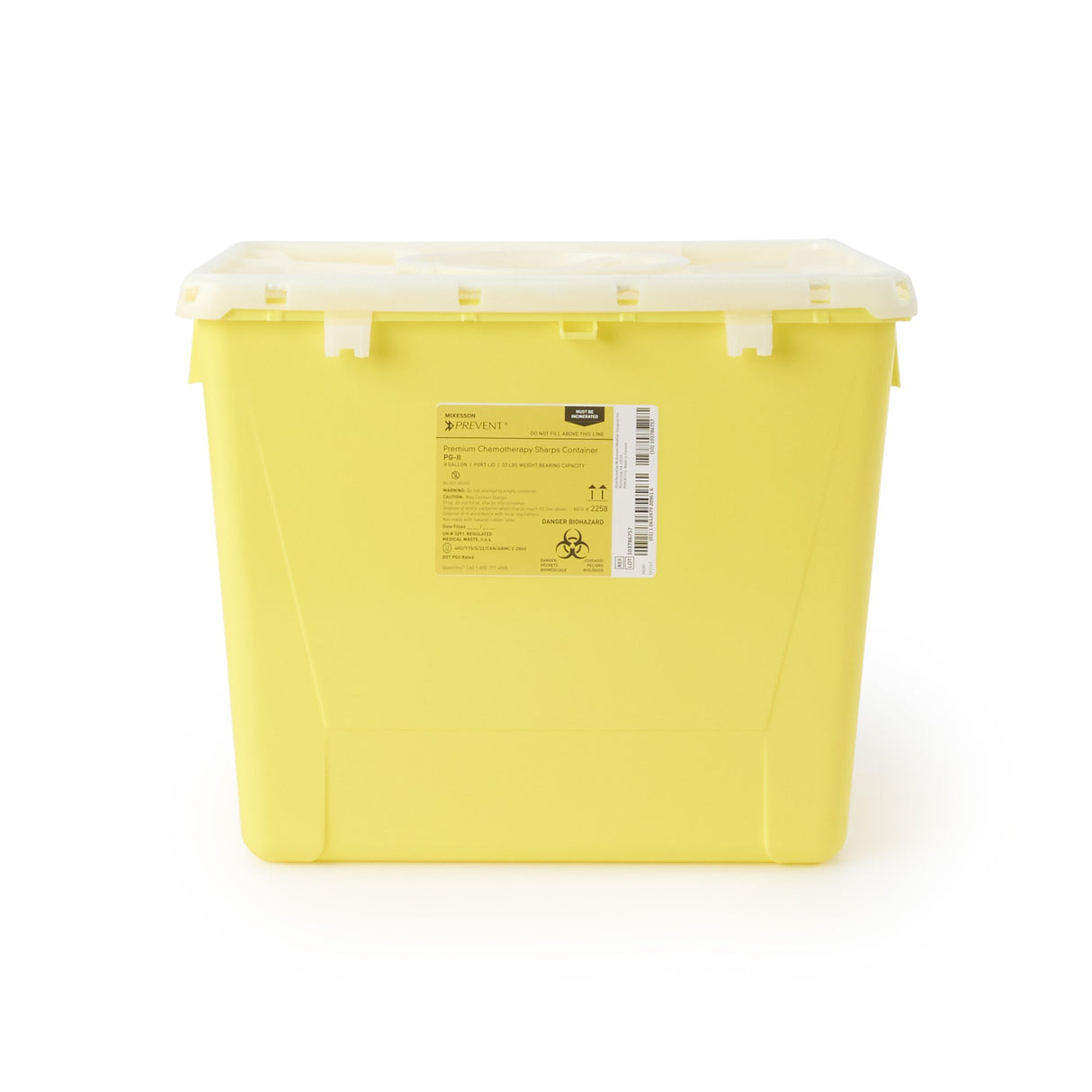 Chemotherapy Waste Container McKesson Prevent Yellow Base 13-1/2 H X 17-3/10 W X 13 L Inch Vertical Entry 8 Gallon