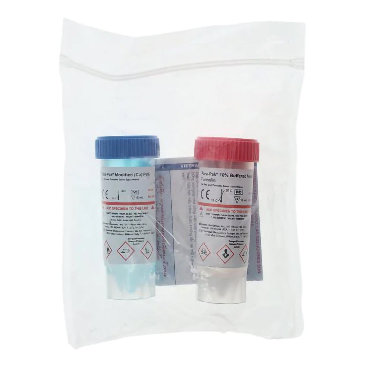 Specimen Collection and Transport Kit Para-Pak 2-Vial 15 mL (0.5 oz.) / 15 mL (0.5 oz.) Plastic Collection Vial NonSterile