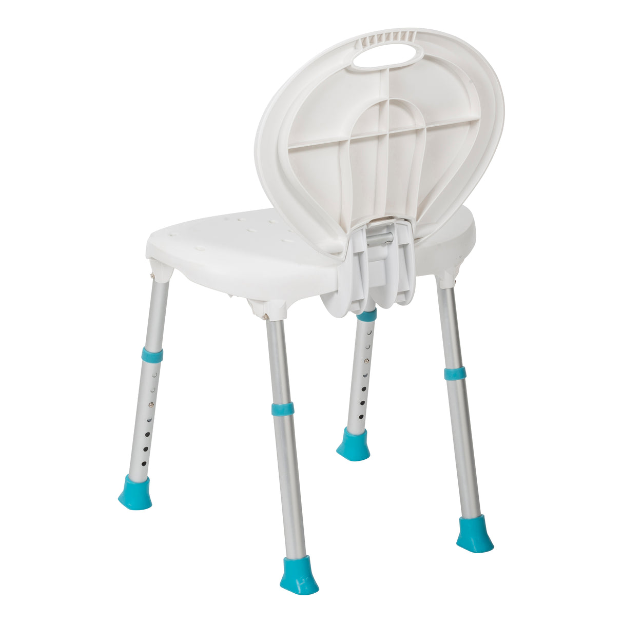 Folding Bath and Shower Chair with Non-Slip Seat and Backrest, White