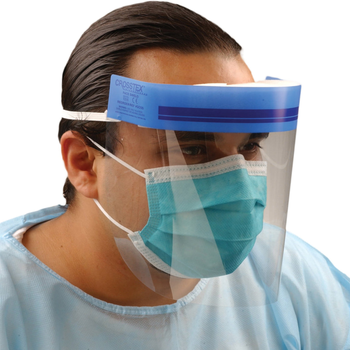Wraparound Face Shield Crosstex One Size Fits Most 3/4 Length Anti-fog Disposable NonSterile