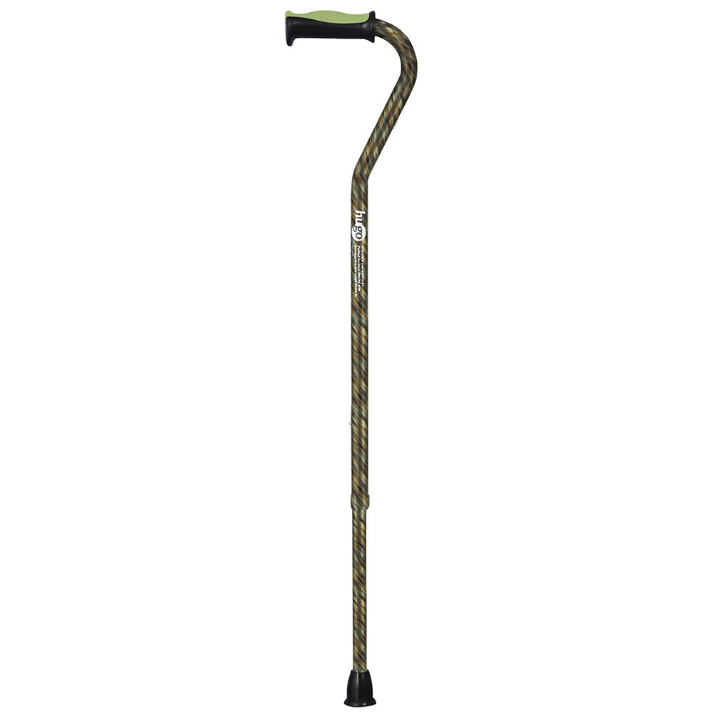 Adjustable Offset Handle Cane with Reflective Strap