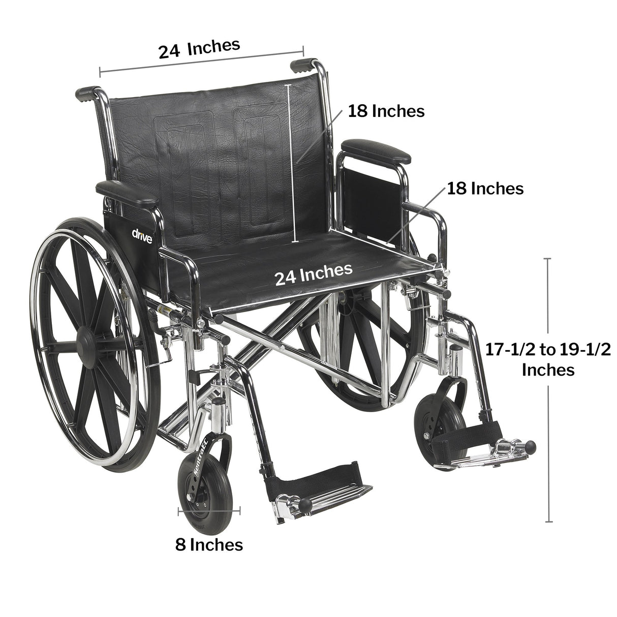 Bariatric Wheelchair McKesson Dual Axle Desk Length Arm Swing-Away Footrest Black Upholstery 24 Inch Seat Width Adult 450 lbs. Weight Capacity