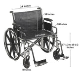 Bariatric Wheelchair McKesson Dual Axle Desk Length Arm Swing-Away Footrest Black Upholstery 24 Inch Seat Width Adult 450 lbs. Weight Capacity