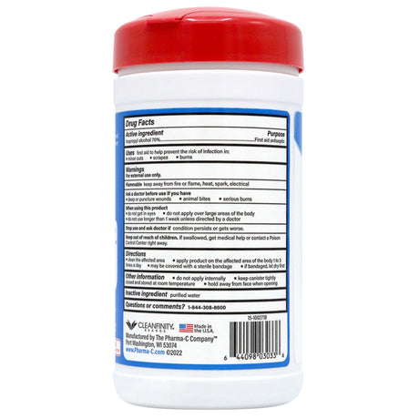 Antiseptic Skin Wipe Pharma-C-Wipes Towelette Canister