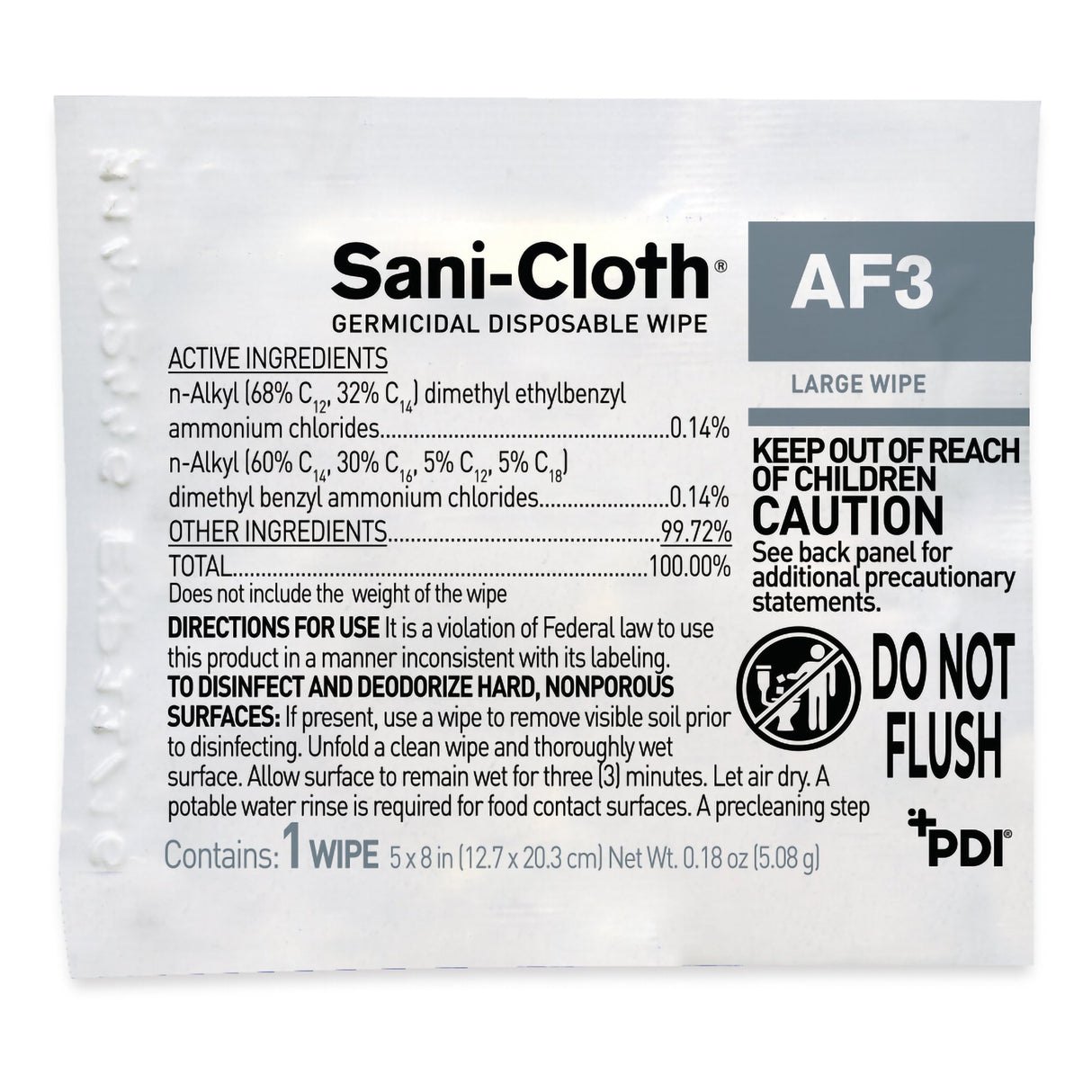 Sani-Cloth AF3 Surface Disinfectant Cleaner Premoistened Germicidal Manual Pull Wipe 50 Count Individual Packet Unscented NonSterile