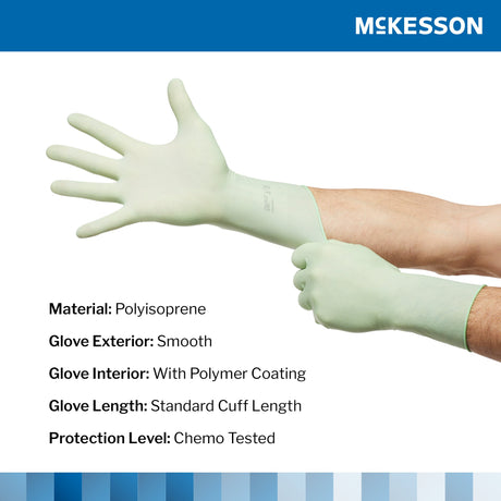 Surgical Glove McKesson Perry Performance Plus Size 7.5 Sterile Polyisoprene Standard Cuff Length Smooth Green Chemo Tested