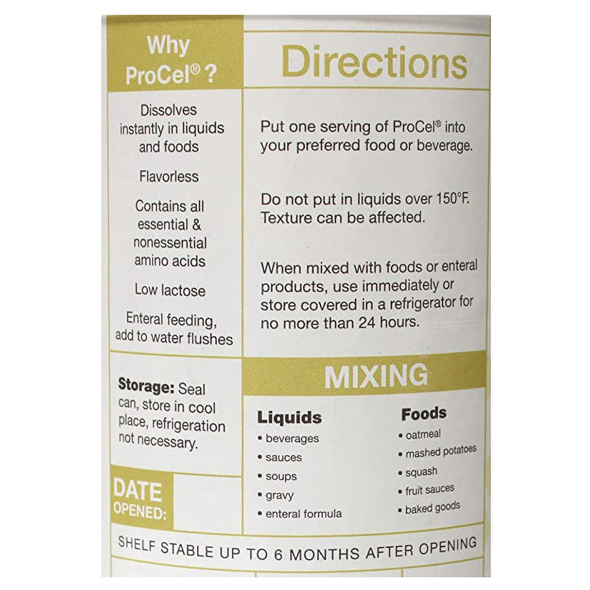 Oral Supplement ProCel Unflavored Powder 10 oz. Can