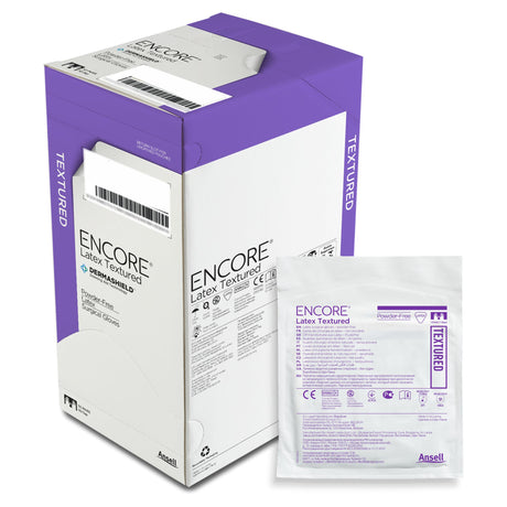Surgical Glove ENCORE Latex Textured Size 8.5 Sterile Latex Standard Cuff Length Fully Textured Ivory Chemo Tested