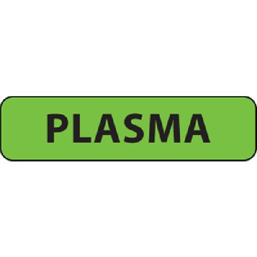 Drug Label MedVision Anesthesia Label Plasma Fluorescent Green 5/16 X 1-1/4 Inch