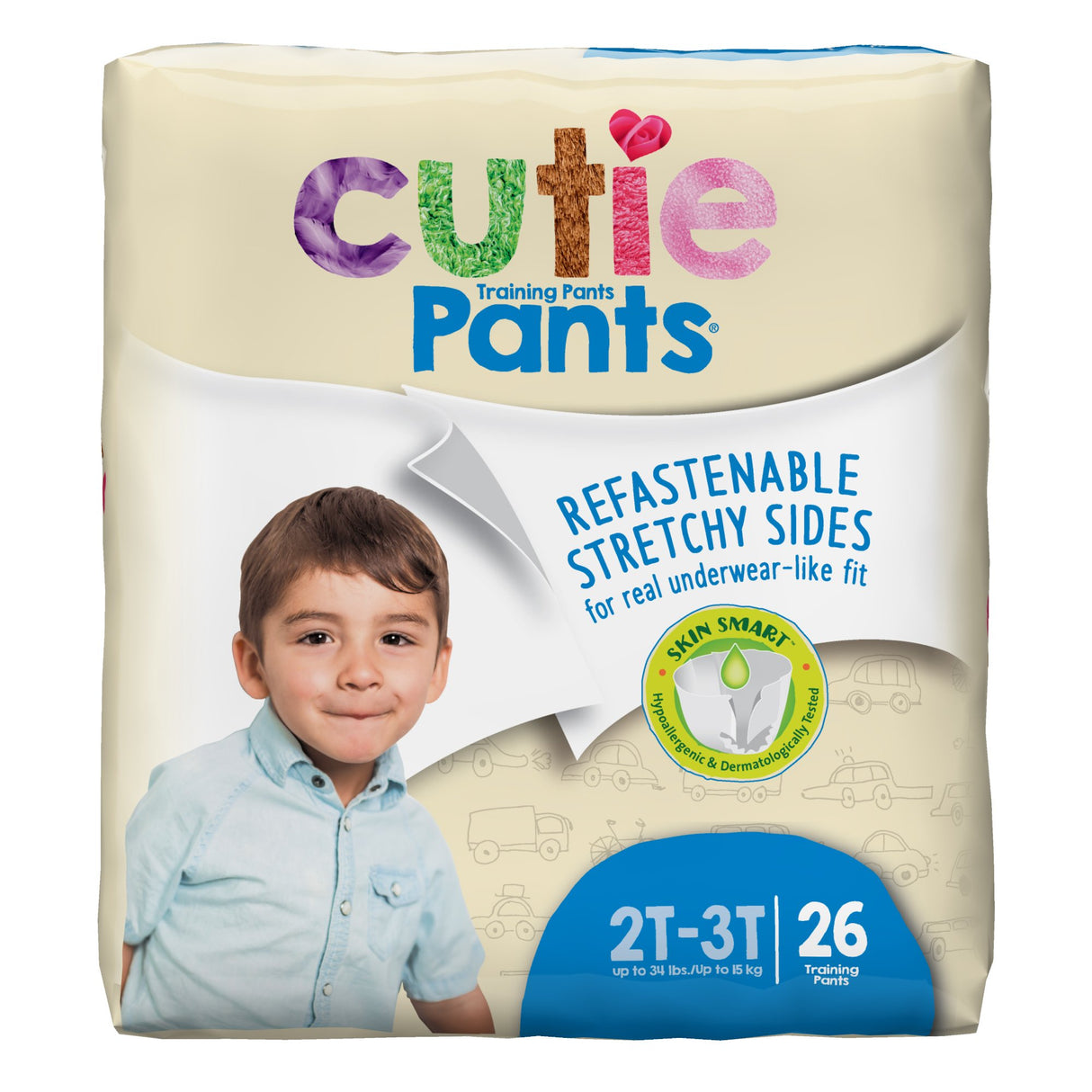 Male Toddler Training Pants Cutie Pants Size 2T to 3T Disposable Heavy Absorbency