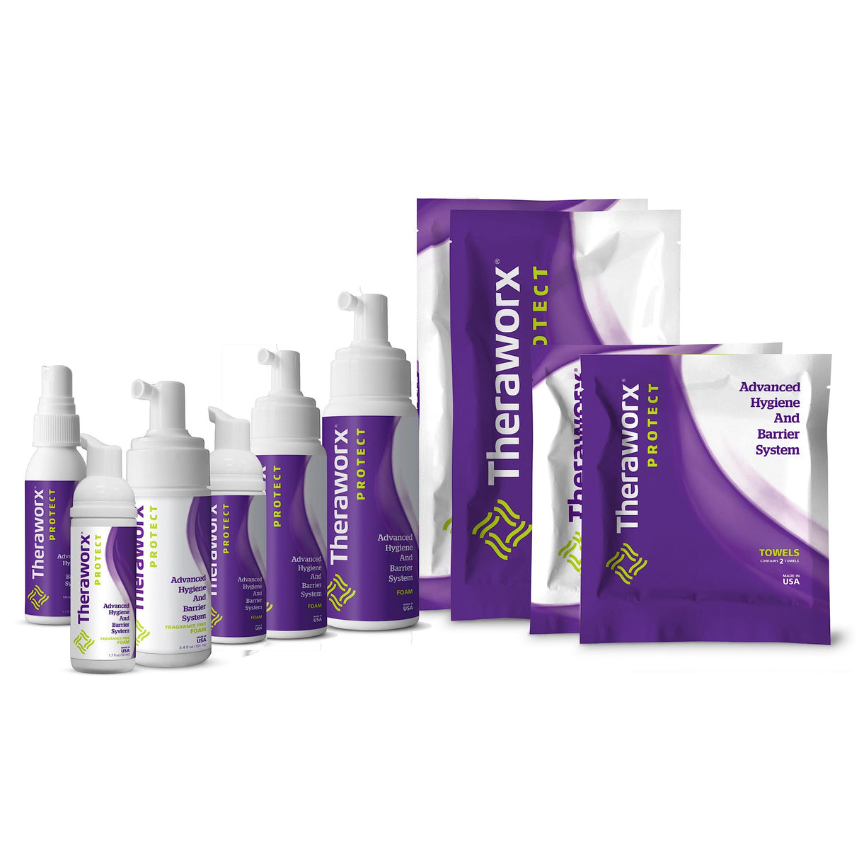 Rinse-Free Skin Cleanser with Silver Theraworx Protect Advanced Hygiene and Barrier System Foaming 7.1 oz. Pump Bottle Lavender Scent
