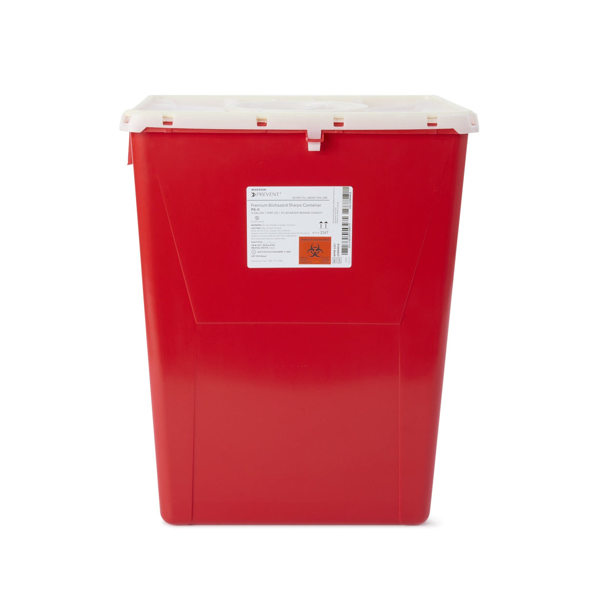 Sharps Container McKesson Prevent Red Base 20-4/5 H X 17-3/10 W X 13 L Inch Vertical Entry 12 Gallon