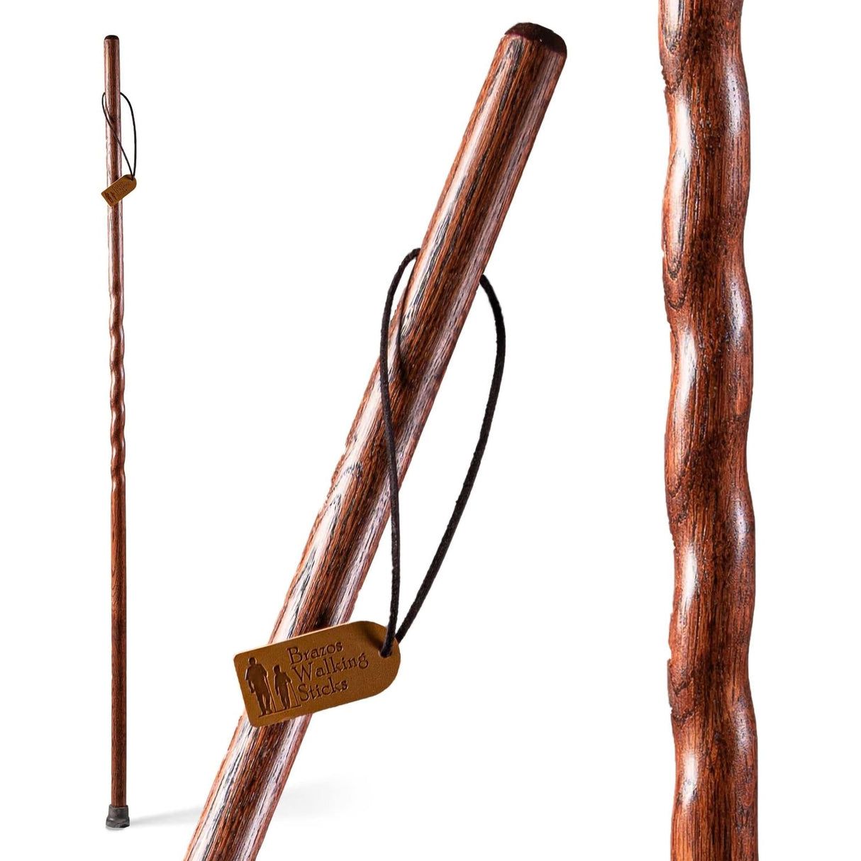 Walking Stick Brazos Twisted Trekker Wood 55 Inch Height Red Oak