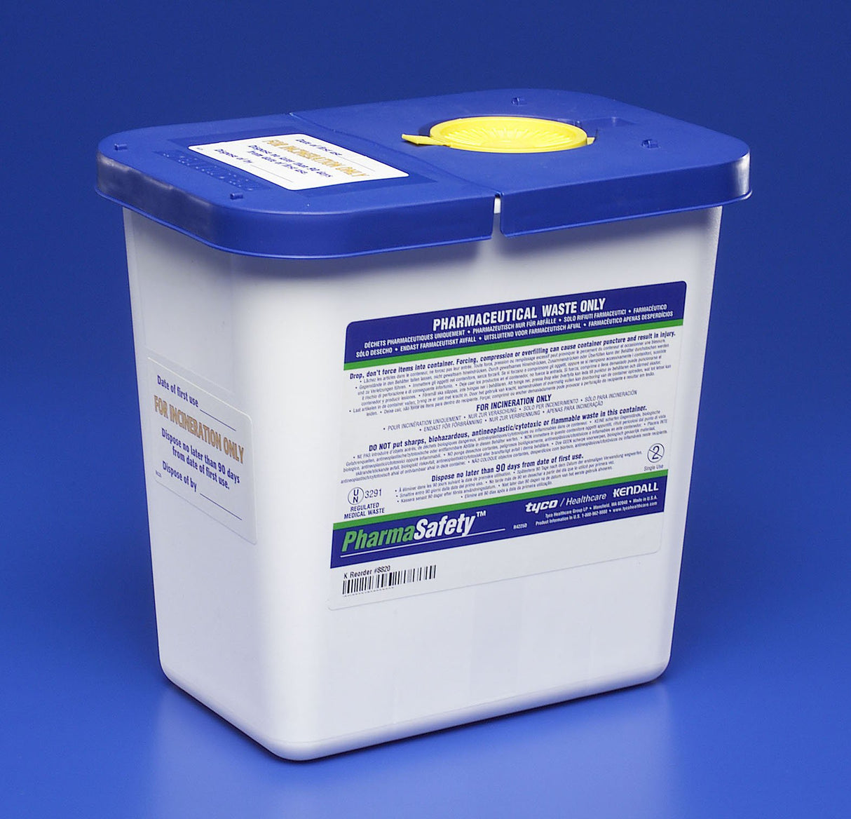 Pharmaceutical Waste Container PharmaSafety White Base 10 H X 10-1/2 W X 7-1/4 D Inch Vertical Entry 2 Gallon