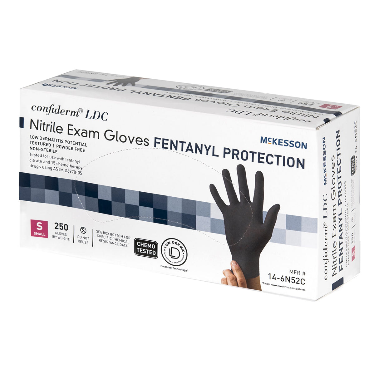 Exam Glove McKesson Confiderm LDC Small NonSterile Nitrile Standard Cuff Length Fully Textured Black Chemo Tested / Fentanyl Tested