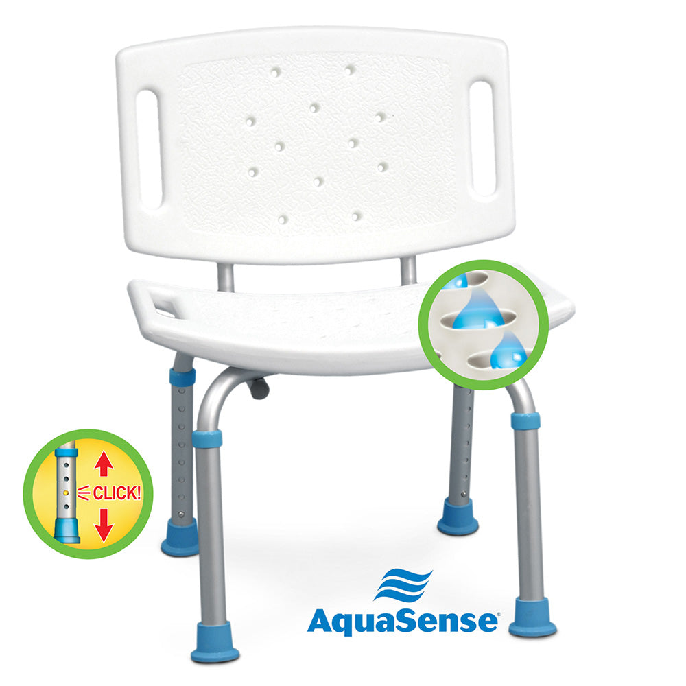 Adjustable Bath and Shower Chair with Non-Slip Seat and Backrest, White