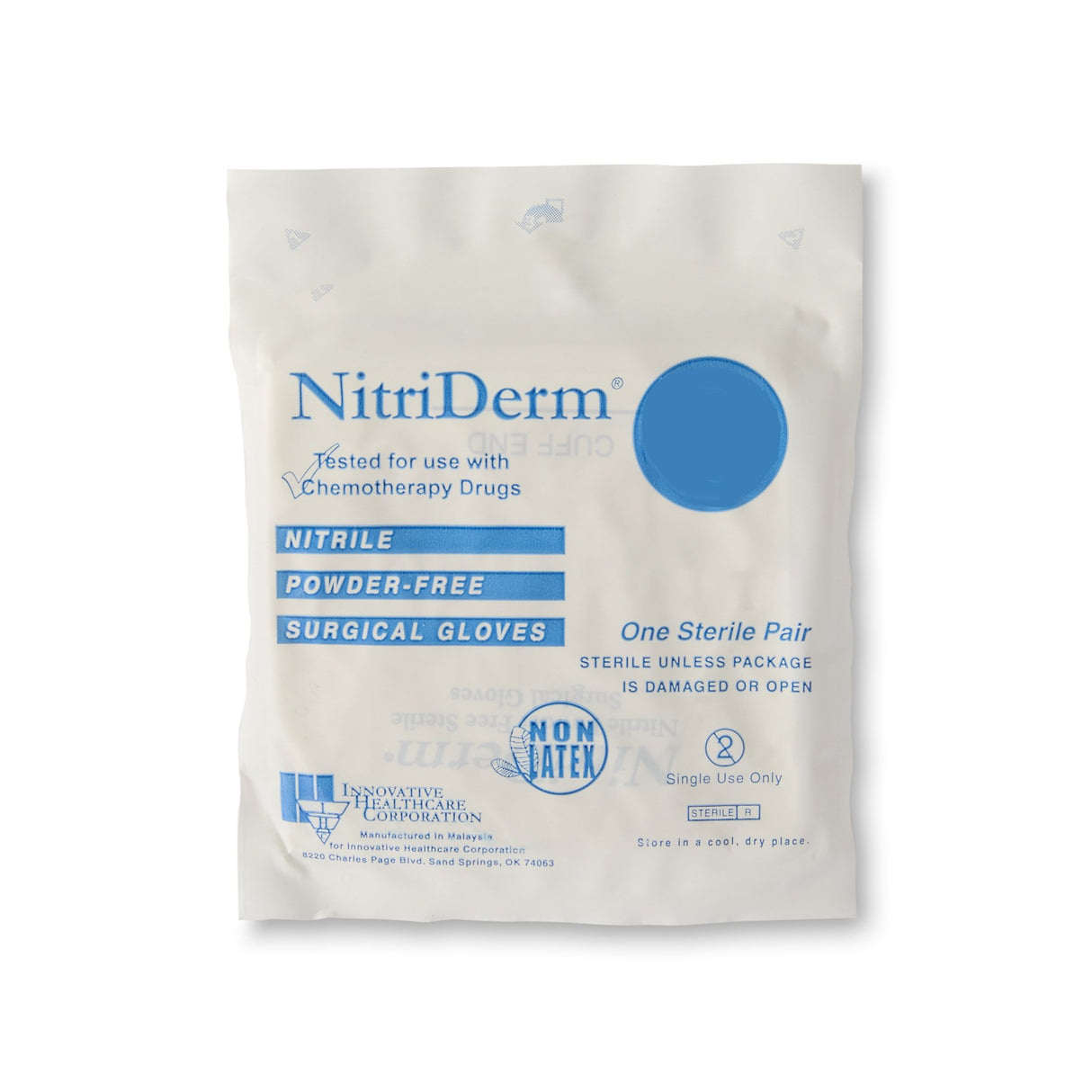 Surgical Glove NitriDerm Size 7 Sterile Nitrile Standard Cuff Length Fully Textured White Chemo Tested