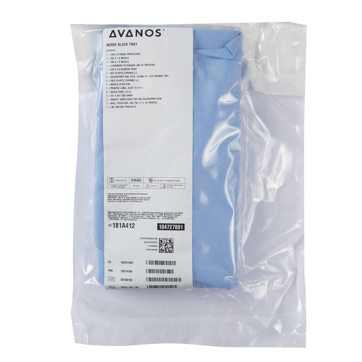 Epidural Tray Single Shot Tuohy 20 Gauge 3-1/2 Inch