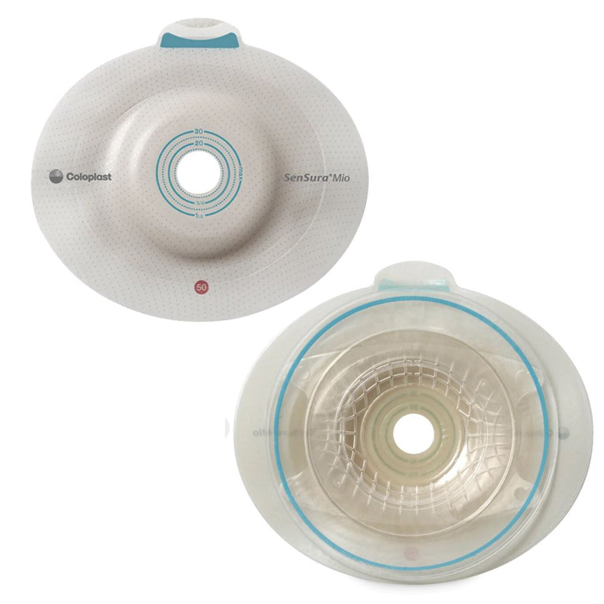 Ostomy Barrier SenSura Mio Click Precut, Standard Wear Elastic Adhesive 50 mm Flange Red Code System 13/16 Inch Opening