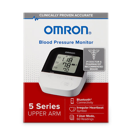 Home Automatic Digital Blood Pressure Monitor Omron5 Series Wide Range Nylon Cuff 23 - 43 cm Desk Model