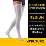 Anti-embolism Stocking 3M Futuro Thigh High Medium / Regular White Closed Toe