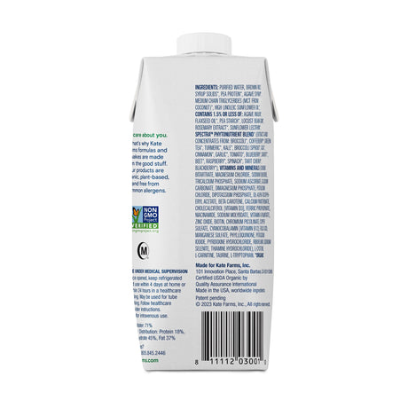 Oral Supplement Kate Farms Standard 1.4 Plain Flavor Liquid 11 oz. Carton