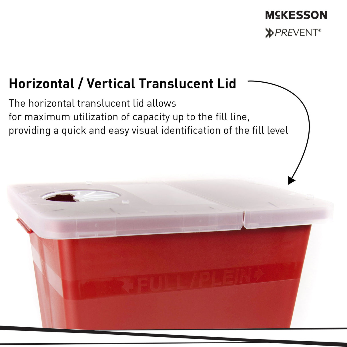 Sharps Container McKesson Prevent Red Base 13-3/4 W X 13-3/4 D X 14 H Inch Horizontal / Vertical Entry 8 Gallon