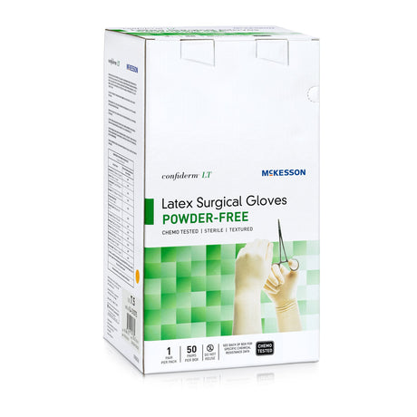 Surgical Glove Confiderm LT Size 7.5 Sterile Latex Standard Cuff Length Fully Textured Ivory Chemo Tested